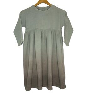 “Kids On The Moon” Green Watercolour Ombré Gauze Cotton Girls Dress